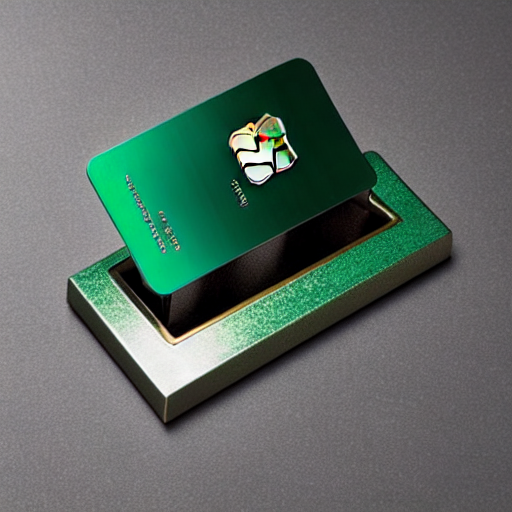 3421098649_chime_metal_credit_card_with_edge_to_edge_metallic_emerald_green_finish_and_varnish_chime_branding_on_a_Shou_Sugi_Ban_table